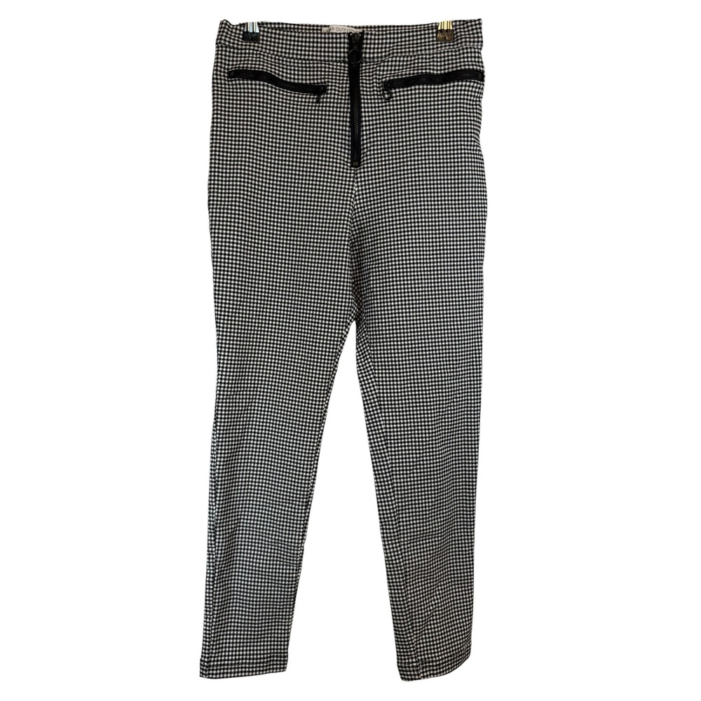 Urban Outfitters Gingham Exposed Zipper Skinny Pants Black White Size 10